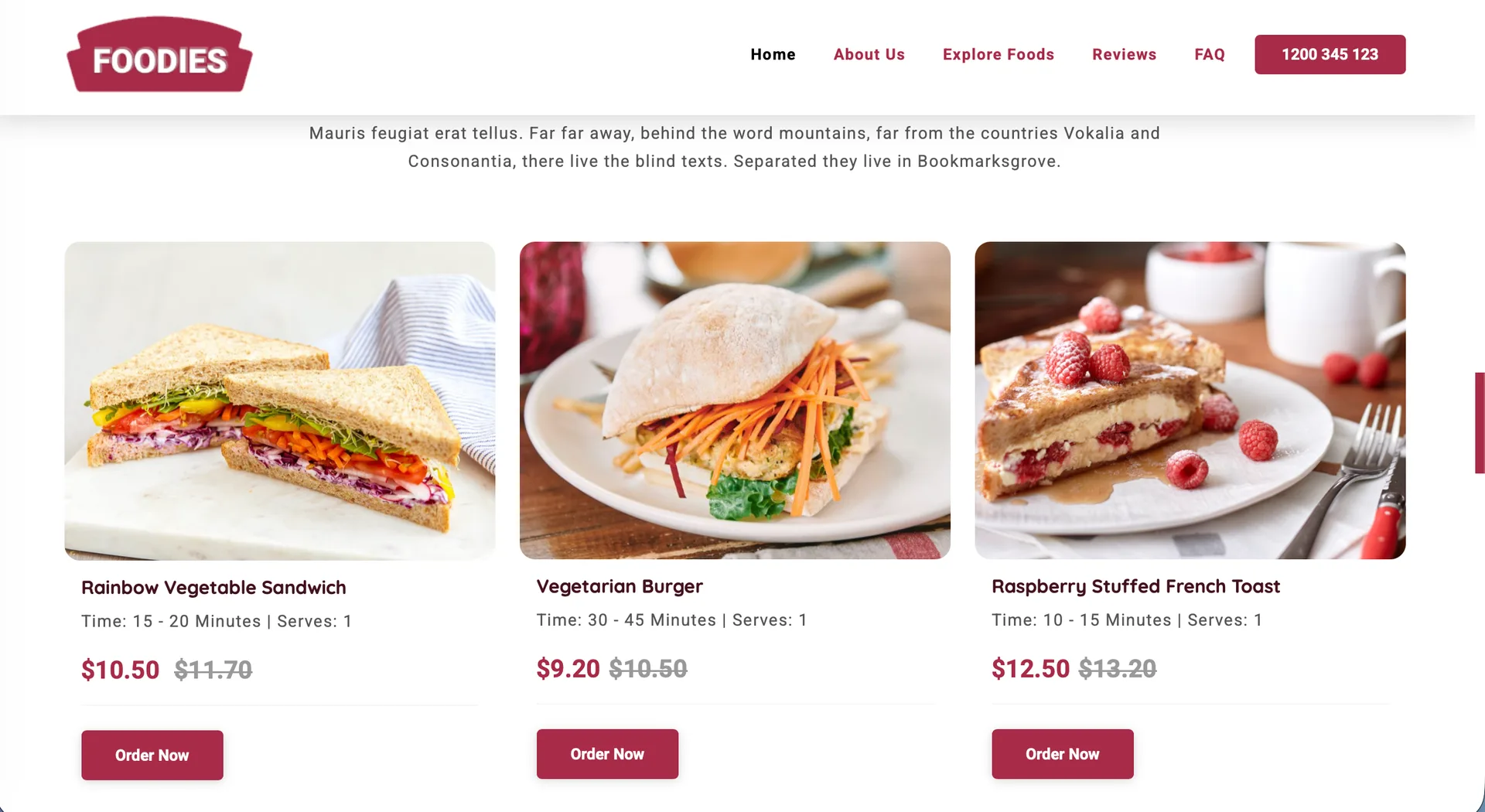 Live menu with prices & prep times
