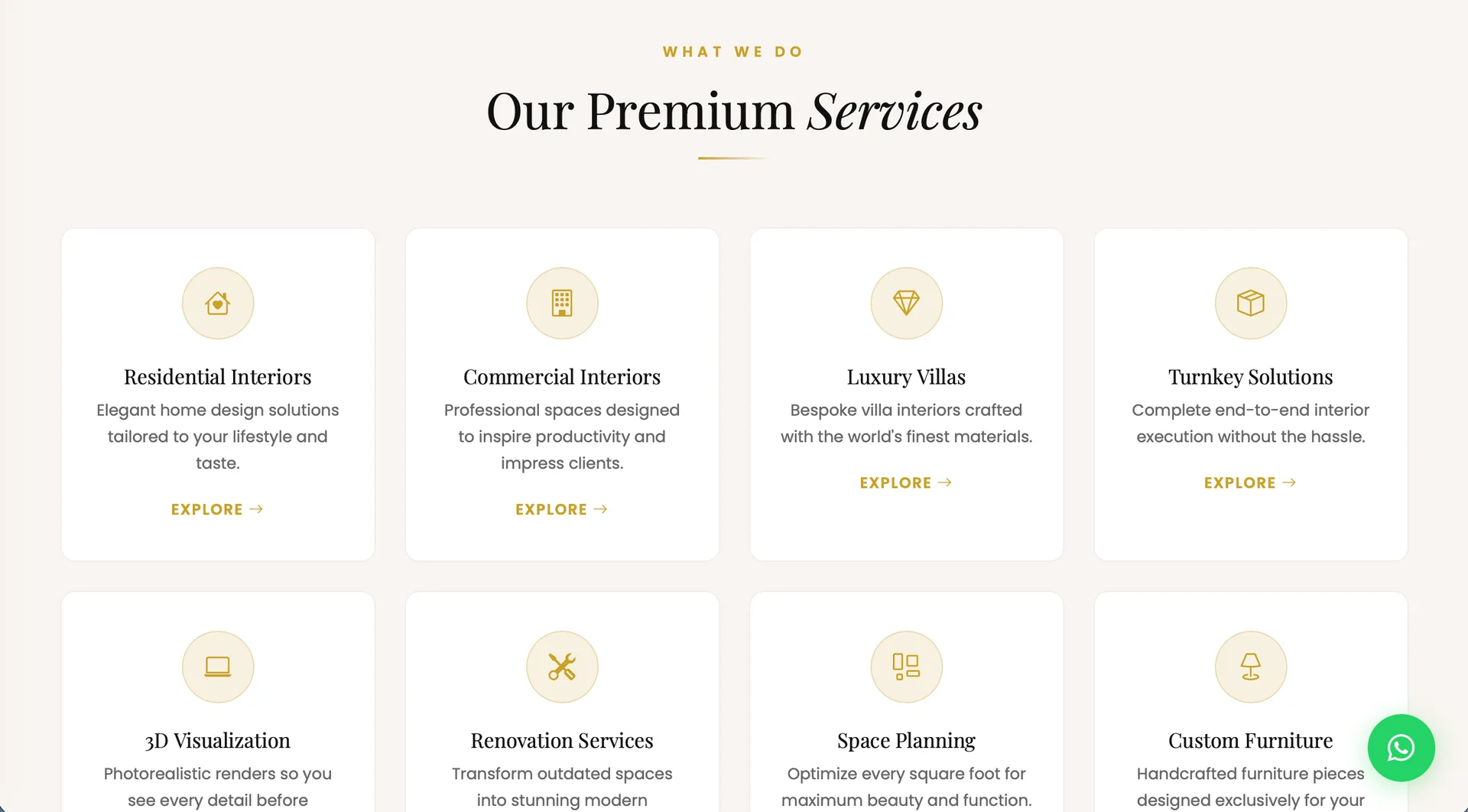 Premium services — room to villa